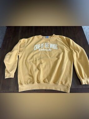Cave of the Winds Colorado Unisex Mustard Yellow XL Crewneck Sweatshirt